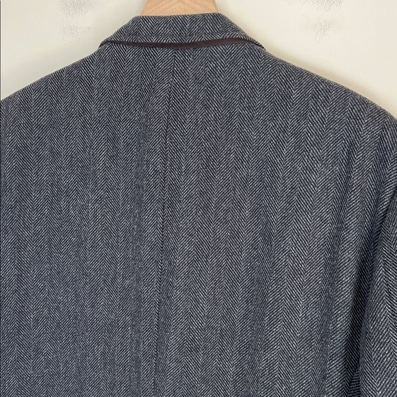 Luigi Bianchi Coat Blazer Herringbone Overcoat Zip Up Elbow Patch Sz 42 - Picture 7 of 16